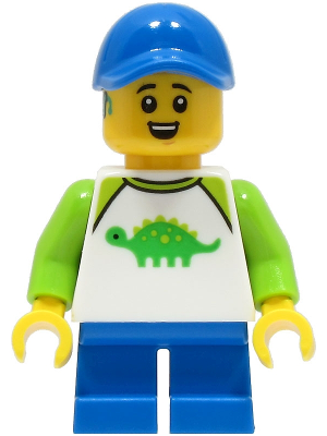 Boy - White Dinosaur Shirt with Lime Sleeves, Blue Short Legs, Blue Cap – ГРАДСКИ