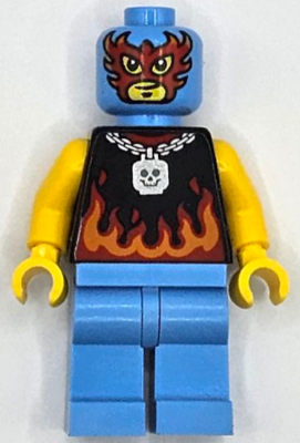 Taco Monster Truck Driver - Male, Black Sleeveless Shirt with Flames, Medium Blue Legs, Wrestling Mask – ГРАДСКИ