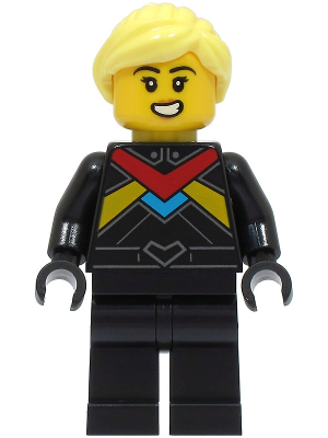 Monster Truck Driver - Female, Black Racing Suit with Red, Dark Azure and Bright Light Orange Stripes, Bright Light Yellow Hair – ГРАДСКИ