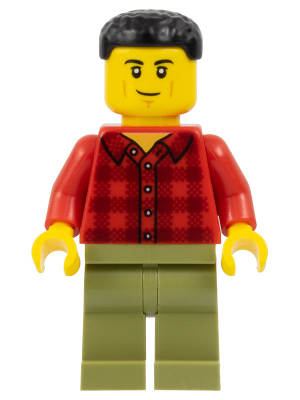 Plane Passenger - Male, Red Plaid Flannel Shirt, Olive Green Legs, Black Short Hair – ГРАДСКИ