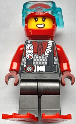 Diver - Female, Red Helmet, Air Tanks, and Flippers – ГРАДСКИ