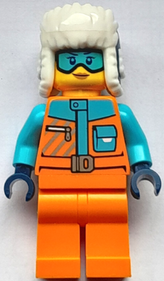 Arctic Explorer - Female, Orange Jacket, Dark Blue Ushanka Hat, Medium Azure Goggles – ГРАДСКИ