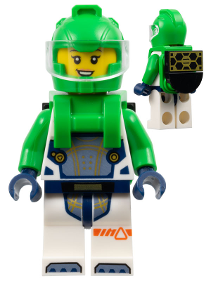 Astronaut - Female, White Spacesuit with Bright Green Arms, Bright Green Helmet, Trans-Clear Visor, Bright Green Harness with Solar Panel, Open Mouth – ГРАДСКИ