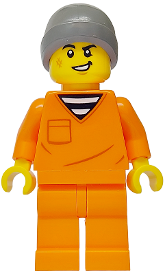 Police - City Jail Prisoner Male, Orange Prison Jumpsuit, Dark Bluish Gray Beanie, Scruff Mark – ГРАДСКИ