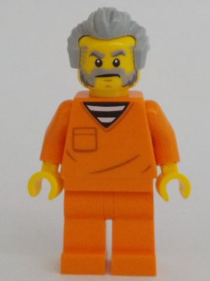 Police - City Jail Prisoner Male, Orange Prison Jumpsuit, Light Bluish Gray Hair, Beard and Sideburns – ГРАДСКИ
