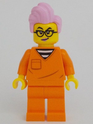 Police - City Jail Prisoner Female, Orange Prison Jumpsuit, Bright Pink Hair, Black Glasses – ГРАДСКИ