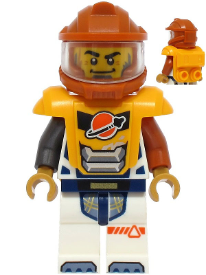 Astronaut - Male, White Spacesuit with Dark Orange and Pearl Dark Gray Arms, Dark Orange Helmet, Trans-Clear Visor, Bright Light Orange Armor with Ingot – ГРАДСКИ