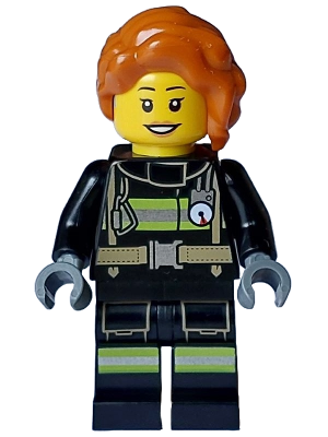 Fire - Female, Black Jacket and Legs with Reflective Stripes, Dark Orange Hair Wavy, Loose Braid – ГРАДСКИ