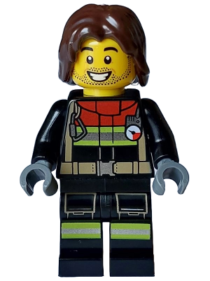 Fire - Male, Black Jacket and Legs with Reflective Stripes and Red Collar, Dark Brown Hair Mid-Length Tousled – ГРАДСКИ