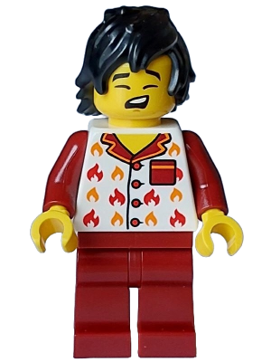 Fire - Male, White Jacket with Flames, Dark Red Legs, Black Tousled Hair – ГРАДСКИ