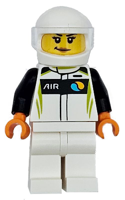 Race Car Driver - Female, White, Black and Lime Racing Suit, White Legs and Helmet – ГРАДСКИ