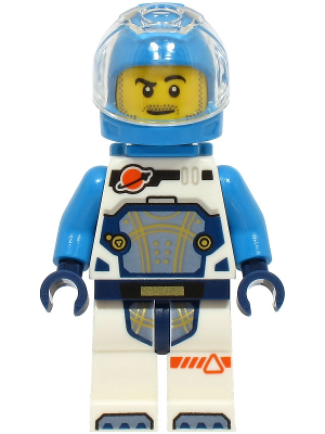 Astronaut - Male, White Spacesuit with Dark Azure Arms, Dark Azure Helmet, Trans-Clear Visor, Dark Azure Jet Pack, Stubble – ГРАДСКИ