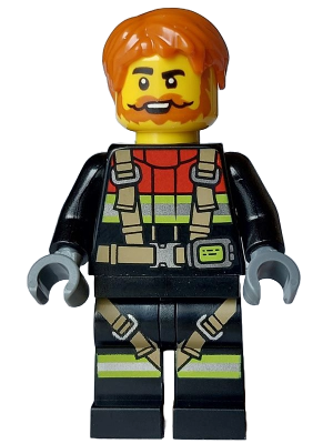 Fire - Male, Black Jacket and Legs with Reflective Stripes, Harness and Red Collar, Dark Orange Hair, Beard and Moustache – ГРАДСКИ