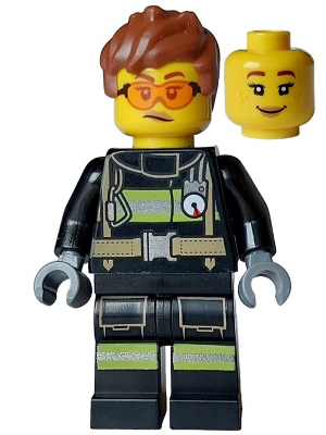 Fire - Female, Black Jacket and Legs with Reflective Stripes, Reddish Brown Messy Hair, Safety Glasses – ГРАДСКИ