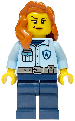 Police - City Officer Female, Bright Light Blue Shirt, Dark Blue Legs, Dark Orange Hair over Shoulder – ГРАДСКИ