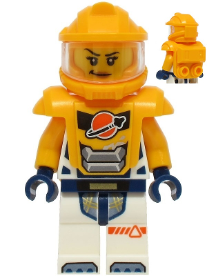 Astronaut - Female, White Spacesuit with Bright Light Orange Arms, Bright Light Orange Helmet, Trans-Clear Visor, Bright Light Orange Armor with Ingot – ГРАДСКИ