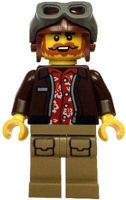City Jungle Pilot - Dark Brown Jacket over Red Shirt, Dark Tan Legs, Reddish Brown Aviator Cap, Dark – ГРАДСКИ