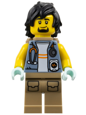 City Jungle Explorer - Sand Blue Jacket, Stethoscope, Dark Tan Legs, Black Hair, Backpack – ГРАДСКИ