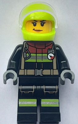 Fire - Female, Black Jacket and Legs with Reflective Stripes and Red Collar, Neon Yellow Helmet, Tra – ГРАДСКИ