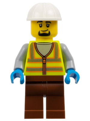 Dock Worker - Male, Neon Yellow Reflective Vest, Reddish Brown Legs, White Construction Helmet, Goat – ГРАДСКИ