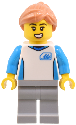 Robot World Attendant - Female, White Uniform Jersey, Light Bluish Gray Legs, Nougat Hair – ГРАДСКИ