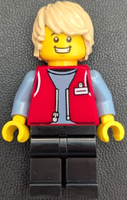 Forklift Driver - Male, Red Vest over Sand Blue Shirt, Black Legs, Tan Hair – ГРАДСКИ