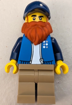 LEGO Truck Driver - Male, Blue Jacket over White Shirt, Dark Tan Legs, Dark Blue Cap, Dark Orange Be – ГРАДСКИ