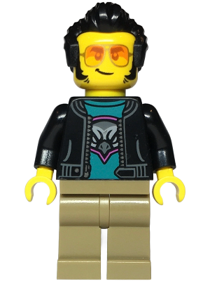 Sports Car Driver - Male, Black Jacket over Dark Turquoise Shirt with Hawk Head Logo, Dark Tan Legs, – ГРАДСКИ