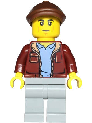 Car Transporter Driver - Male, Dark Red Jacket, Light Bluish Gray Legs, Reddish Brown Flat Cap – ГРАДСКИ