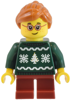 Child - Girl, Dark Green Holiday Sweater, Dark Red Short Legs, Dark Orange Hair – ГРАДСКИ