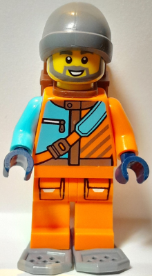 Arctic Explorer - Male, Orange and Medium Azure Jacket, Dark Bluish Gray Beanie and Snowshoes, Reddish Brown Backpack – ГРАДСКИ