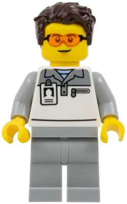 Formula 1 Mechanic - Male, Light Bluish Gray and White Polo Shirt, Light Bluish Gray Legs, Dark Brown Tousled Hair, Safety Glasses – ГРАДСКИ