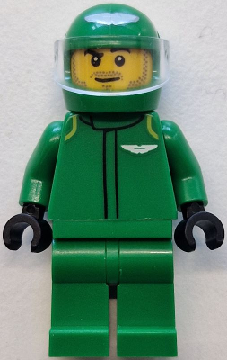 Formula 1 Driver, Aston Martin - Male, Green Racing Suit and Helmet, Trans-Clear Visor, Stubble – ГРАДСКИ