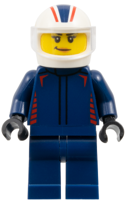 Formula 1 Driver, Red Bull - Female, Dark Blue Racing Suit, White Helmet, Trans-Clear Visor – ГРАДСКИ