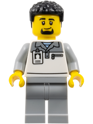 Formula 1 Transport Truck Driver - Male, Light Bluish Gray and White Polo Shirt, Light Bluish Gray Legs, Black Hair, Goatee – ГРАДСКИ
