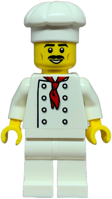 Pizza Slice Soapbox Race Car Driver (Chef) - Male, White Torso with 8 Buttons, No Wrinkles Front or Back, White Legs, White Chef Toque, Moustache – ГРАДСКИ