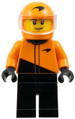 Formula 1 Driver, McLaren - Male, Black and Orange Racing Suit, Orange Helmet, Trans-Clear Visor, Stubble – ГРАДСКИ