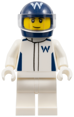 Formula 1 Driver, Williams - Male, White Racing Suit, Dark Blue Helmet, Trans-Clear Visor – ГРАДСКИ