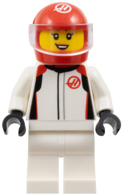 Formula 1 Driver, Haas - Female, White Racing Suit, Red Helmet, Trans-Clear Visor – ГРАДСКИ
