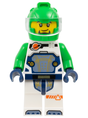 Astronaut - Male, White Spacesuit with Bright Green Arms, Bright Green Helmet, Trans-Clear Visor, Goatee – ГРАДСКИ