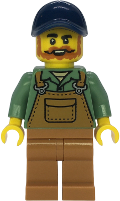 Farmer - Male, Medium Nougat Overalls over Sand Green Shirt, Medium Nougat Legs, Dark Blue Cap, Beard – ГРАДСКИ