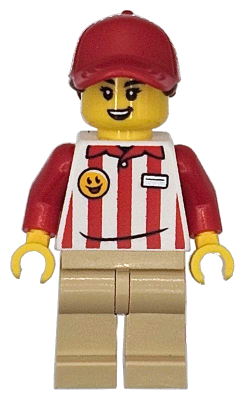 Hot Dog Soapbox Race Car Driver (Vendor) - Female, Red and White Striped Shirt, Tan Legs, Red Ball Cap with Reddish Brown Ponytail – ГРАДСКИ
