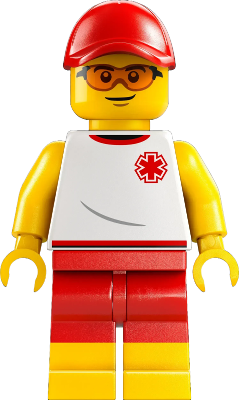Beach Lifeguard - Male, White Shirt with EMT Star of Life, Red Shorts and Cap – ГРАДСКИ