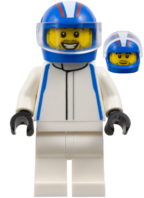 Formula 1 Driver, VCARB - Male, White Racing Suit, Blue Helmet, Trans-Clear Visor, Stubble – ГРАДСКИ