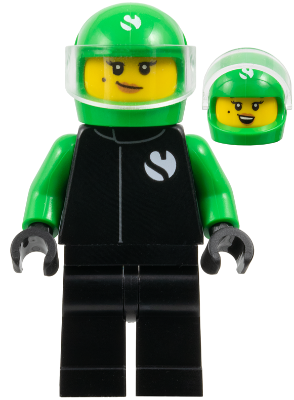 Formula 1 Driver, Sauber - Female, Black and Bright Green Racing Suit, Bright Green Helmet, Trans-Clear Visor, Beauty Mark – ГРАДСКИ