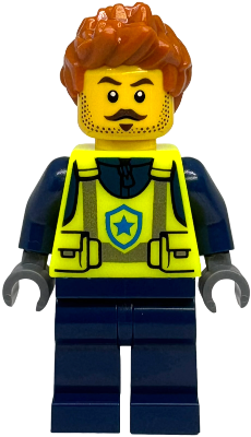 Police - City Officer Male, Neon Yellow Safety Vest, Dark Blue Legs, Dark Orange Spiked Hair – ГРАДСКИ