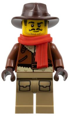 Arctic Explorer - Male, Reddish Brown Fedora and Coat, Dark Tan Legs, Red Scarf (Johnny Thunder) – ГРАДСКИ