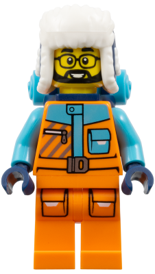Arctic Explorer - Male, Orange and Medium Azure Jacket, Dark Blue Ushanka Hat, Black Beard, Glasses, Back Pack – ГРАДСКИ