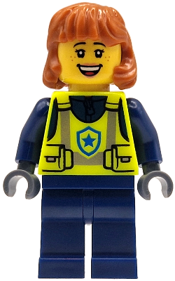 Police - City Officer Female, Neon Yellow Safety Vest, Dark Blue Legs, Dark Orange Mid Length Hair – ГРАДСКИ