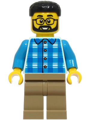 Dad - Blue and Dark Azure Plaid Shirt, Dark Tan Legs, Black Hair – ГРАДСКИ